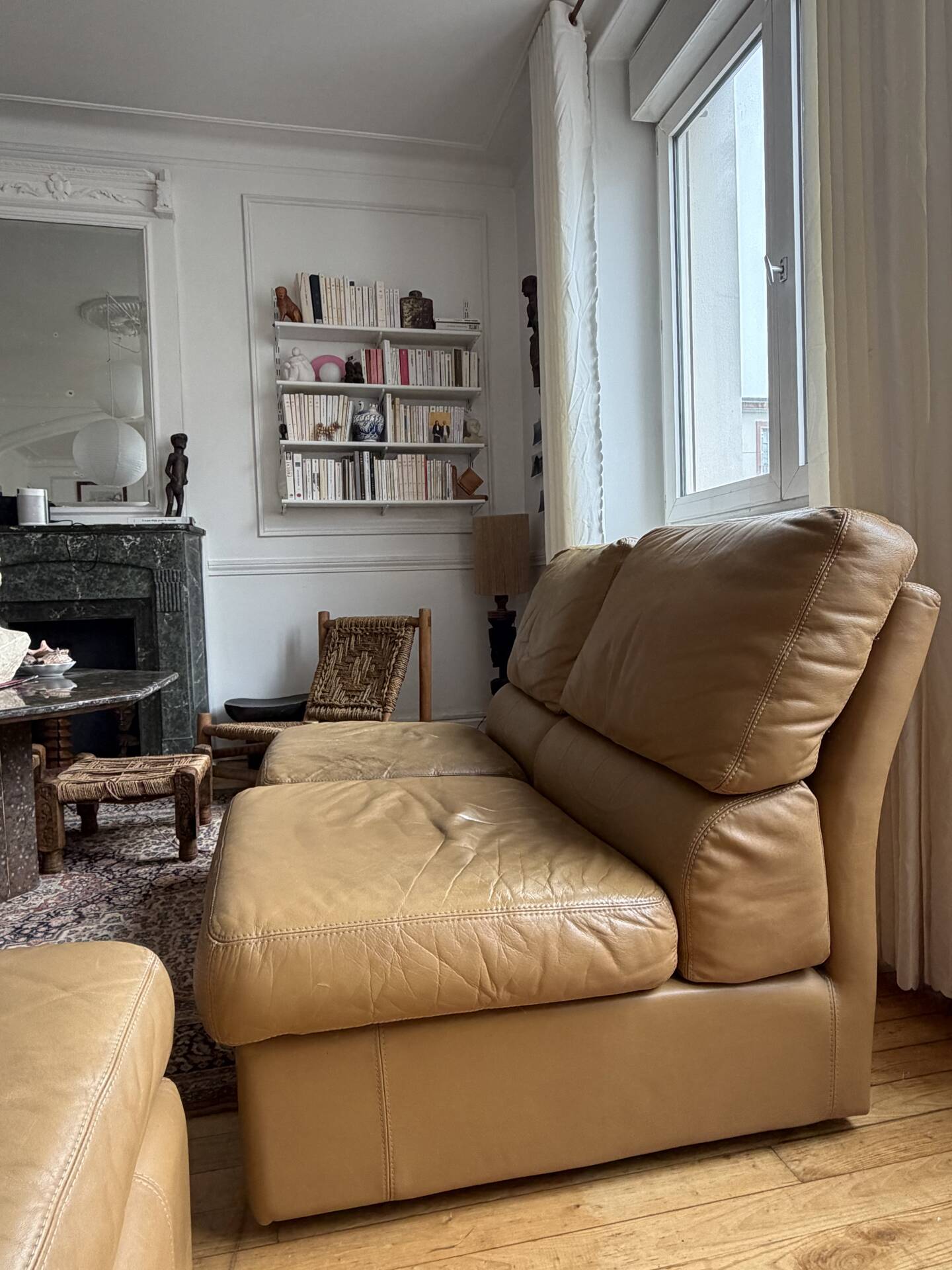 Lot de 5 chauffeuses en cuir vintage