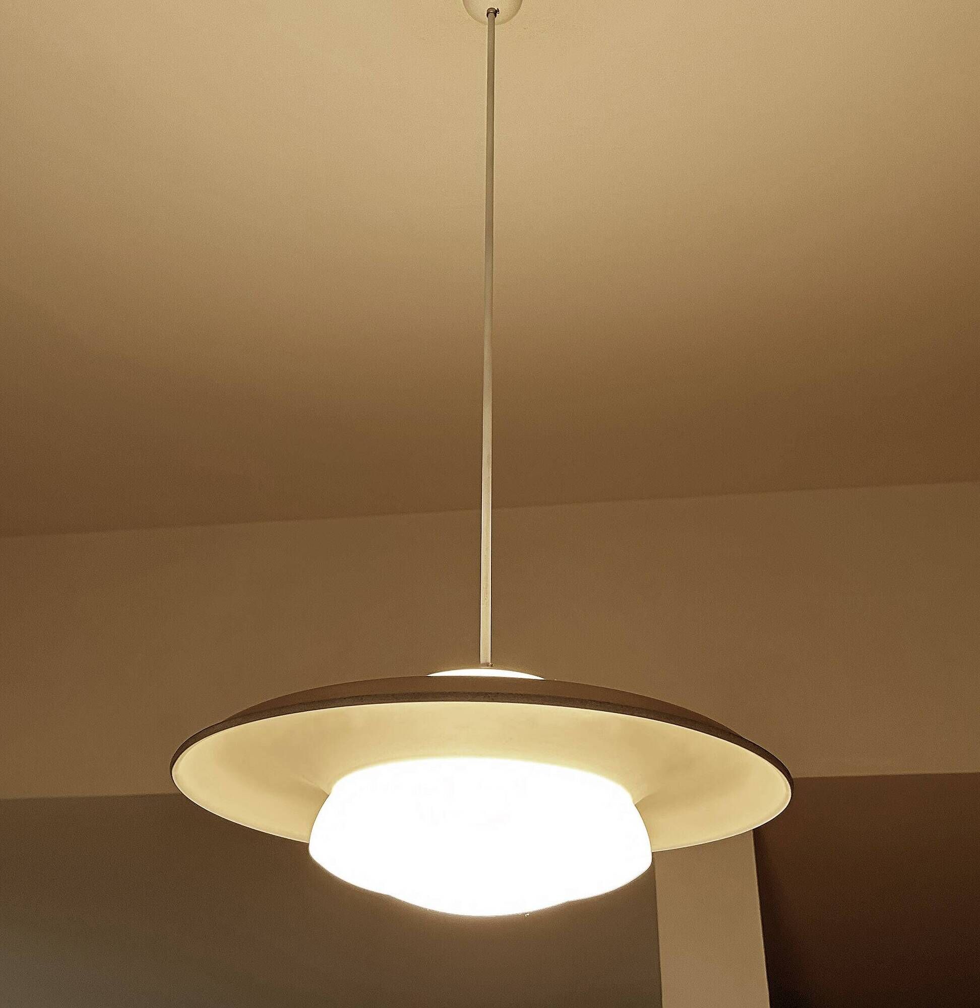Pair of large bauhaus pendant lights from the 1930s