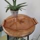 Plateau hexagonal en verre rose art déco
