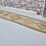 Decorative Vintage White Wool Runner Rug sku 2072