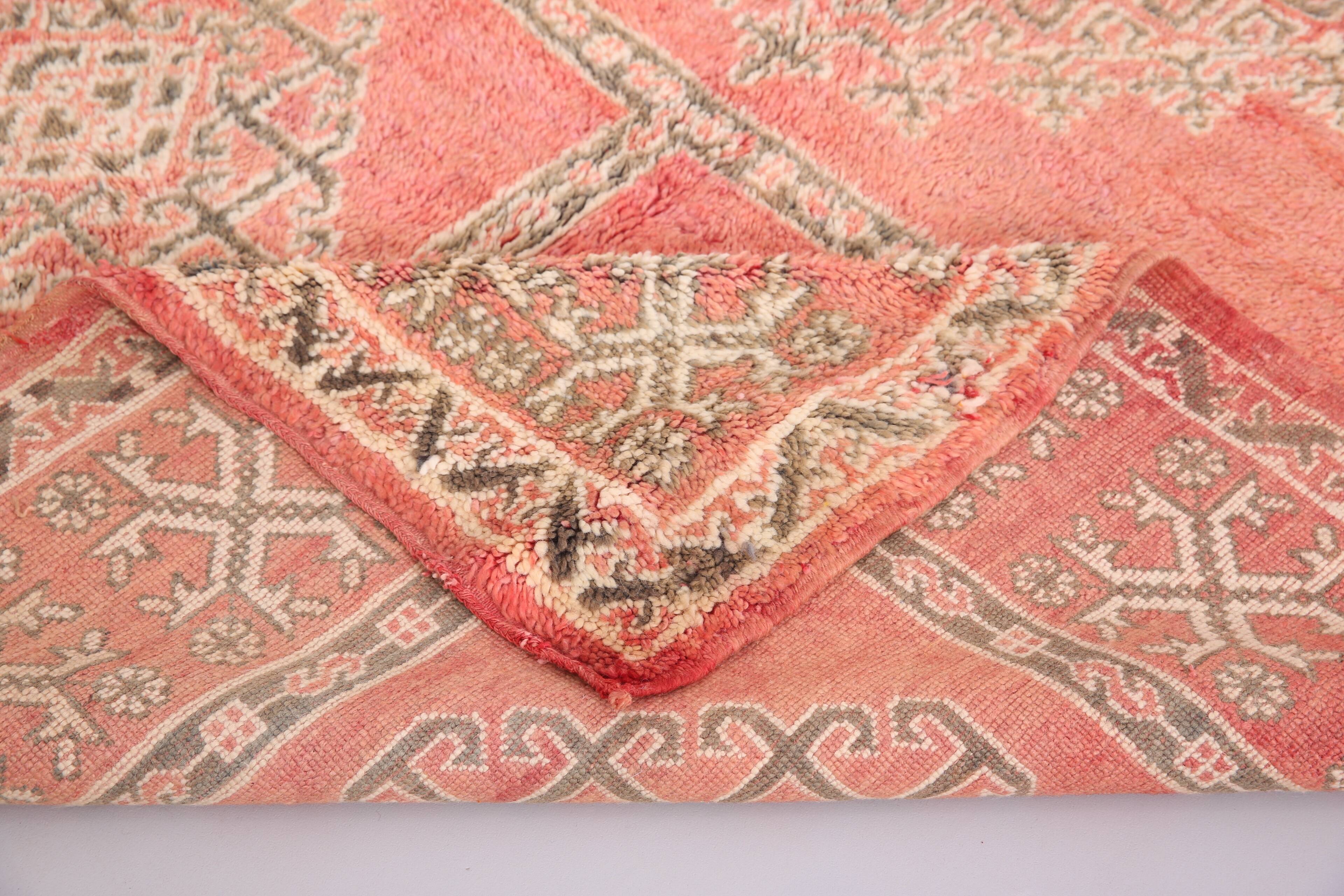 Pink Vintage Moroccan Rug 186 cm x 279 cm - Handmade Wool Rug - Berber Rug