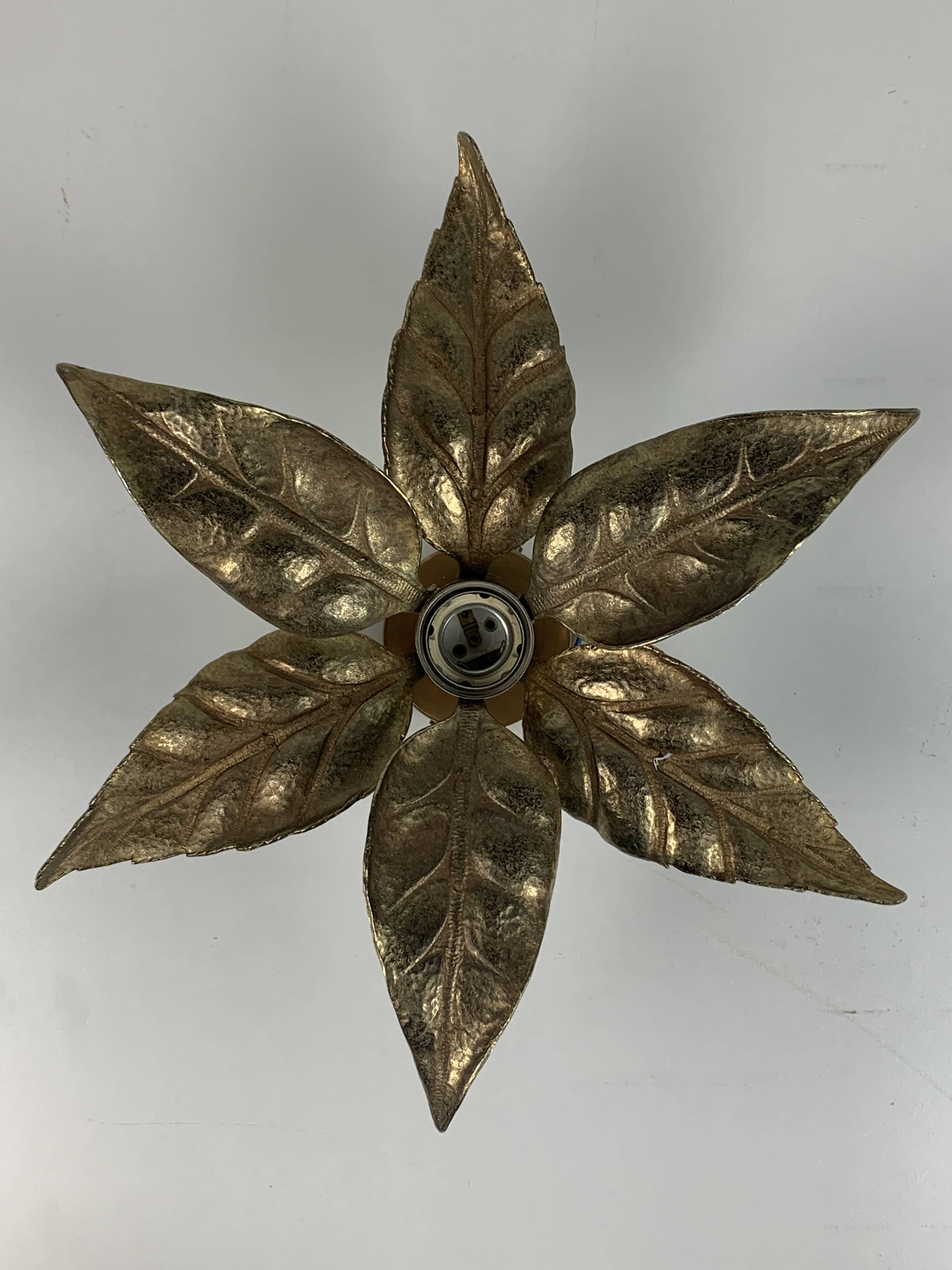 Florentine floral brass wall sconce by Willy Daro for Massive Lighting, Belgium