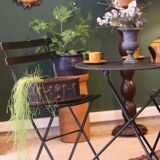 Vintage dark green metal bistro set