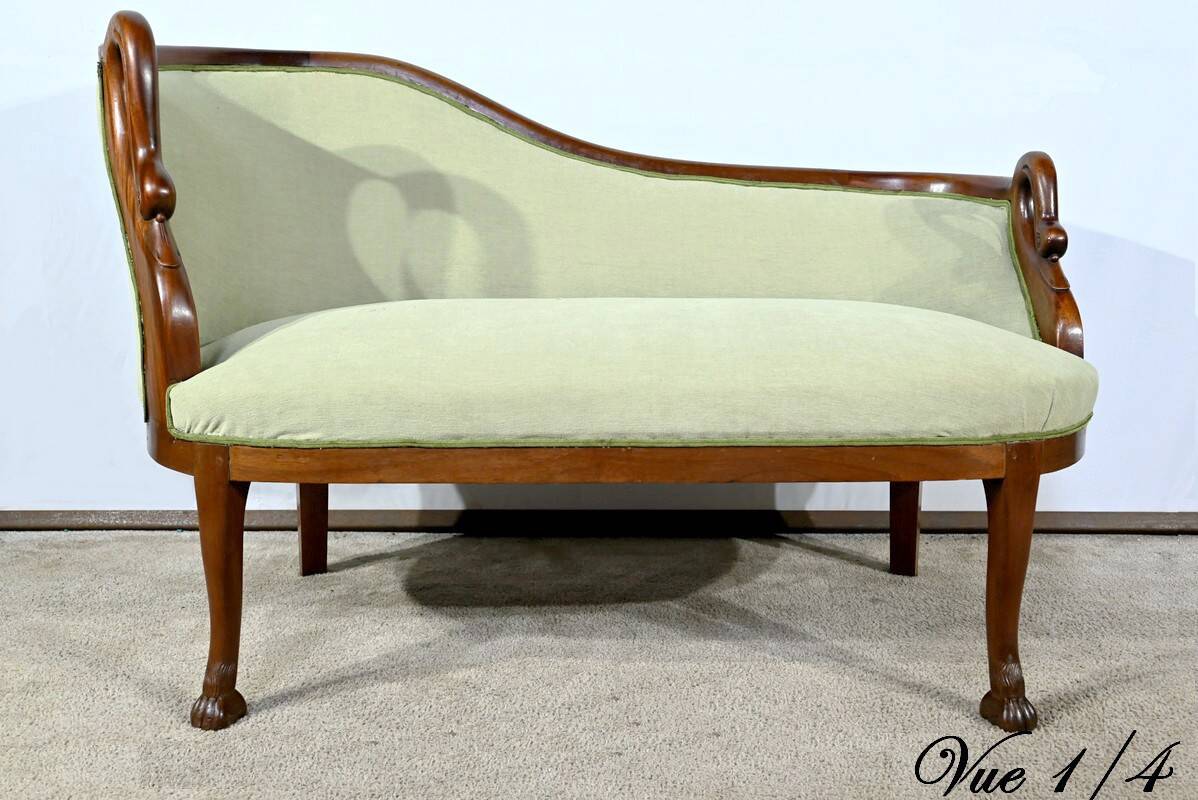 Small Mahogany Backsplash Daybed, Return from Egypt Style – Early 20th Century