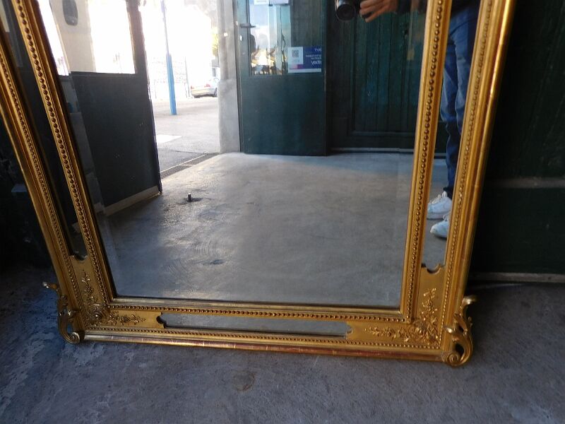 Gilded wooden mirror louis xv with frame