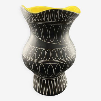 Jean de LESPINASSE (1896-1979). Vase pansu à col corolle en céramique émaillée