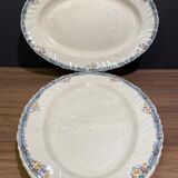 Two dishes in longwy earthenware, pasteur model