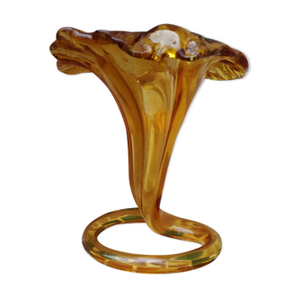 Murano's amber glass cone vase