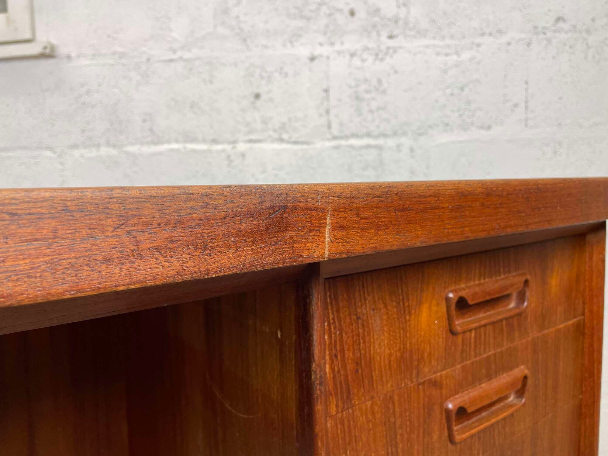 Scandinavian double-sided teak desk, 60s