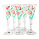 Set of 6 Mid-century Rare Floral Design Champagne Flutes / Italy / 1960s