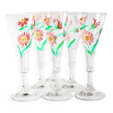 Ensemble de 6 flûtes à champagne rares à motif floral, style milieu du siècle / Italie / années 1960