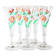 Set of 6 Mid-century Rare Floral Design Champagne Flutes / Italy / 1960s