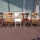 Set of 18 mismatched wooden bistro chairs - vintage