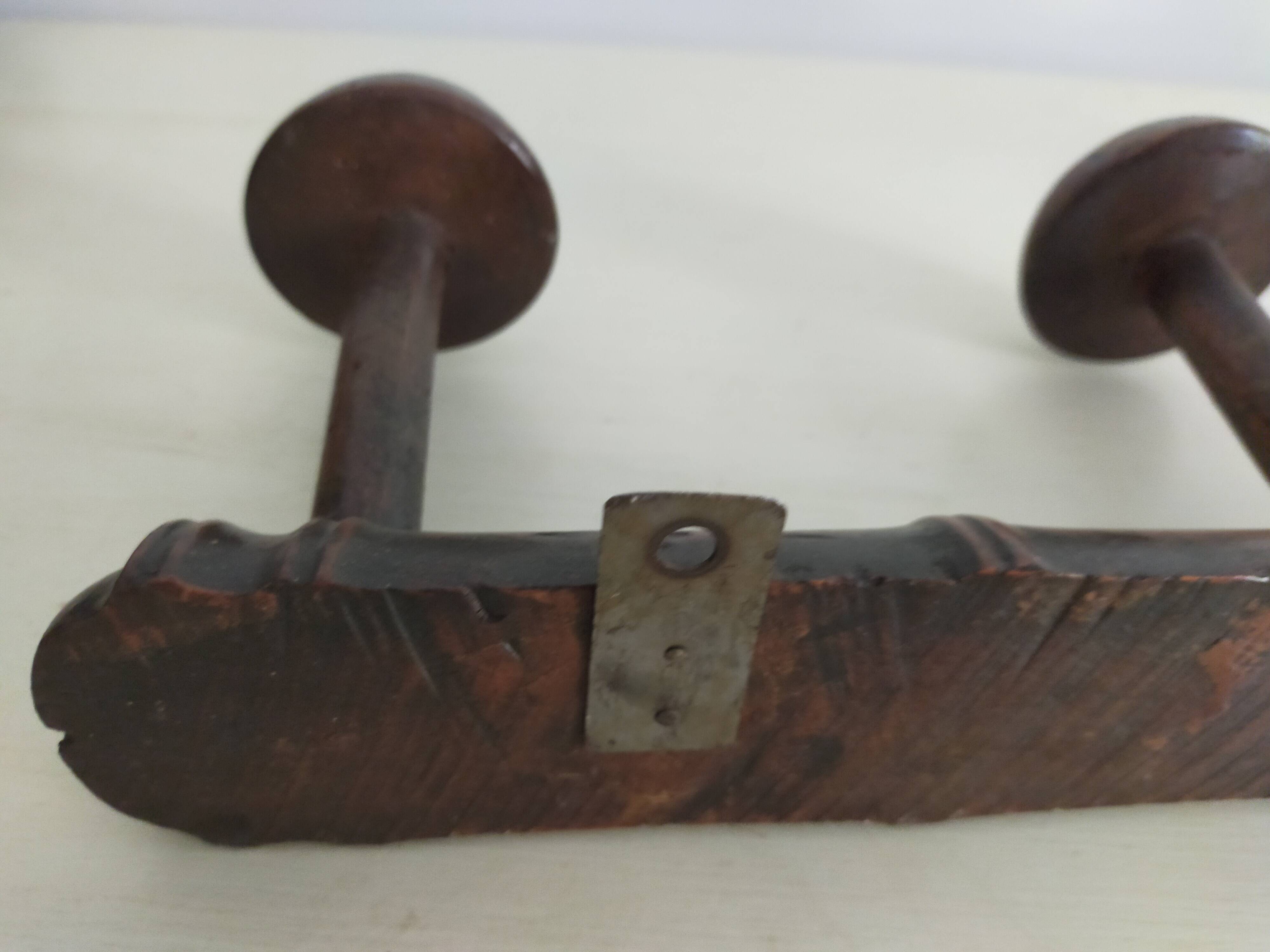 Patère murale vintage  bois décor bambou