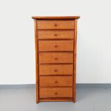 Vintage chest of drawers in rattan, wood and cane