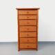 Commode chiffonnier semainier vintage en rotin, bois et cannage