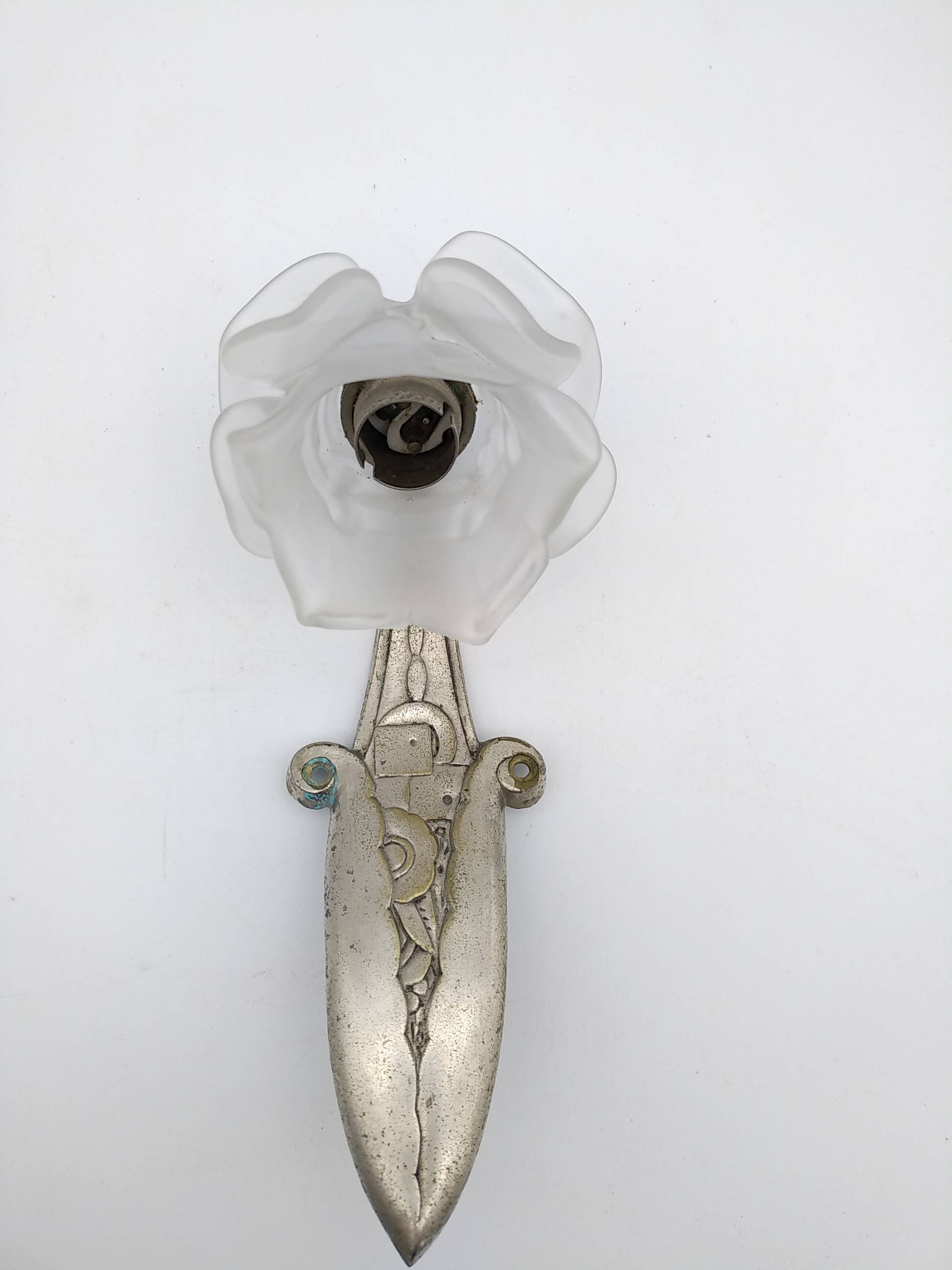 Art Deco wall light. Rose in glass paste.
