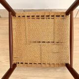 Suite of 4 Scandinavian teak chairs and braided rope