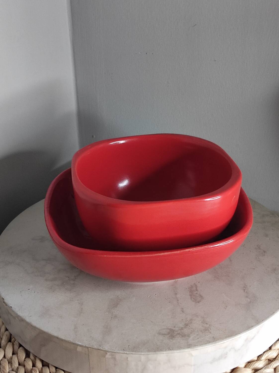 Red ceramic bowl