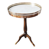 Guéridon tripode style Louis XVI marbre blanc et laiton