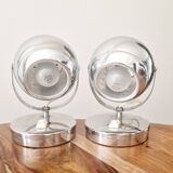 Paire de lampes design Space Age 1960 chromées