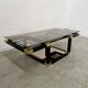 Coffee table in black and gold metal, smoked glass 70 years Romeo Rega vintage