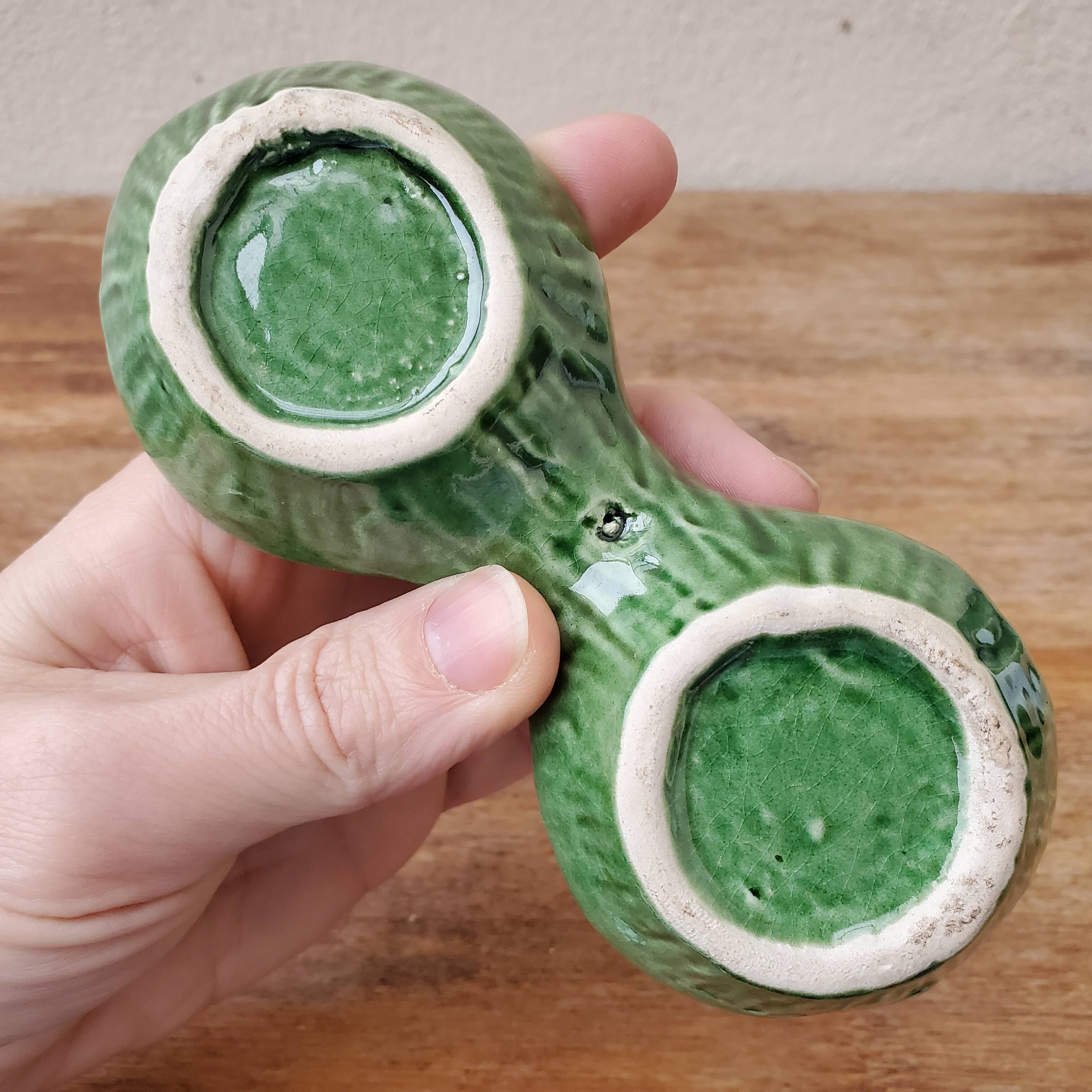 Green ceramic pepper shaker