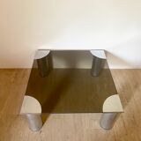Coffee table chrome and smoked glass design, 1960