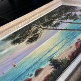 Large oil on canvas marine signed carbu