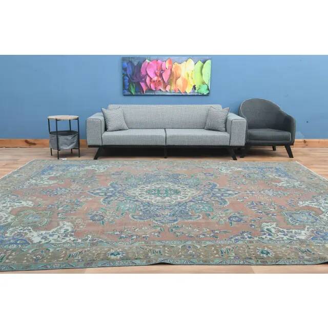 1970s Vintage Persian Handmade Wool Orange Oversized Rug  292x372