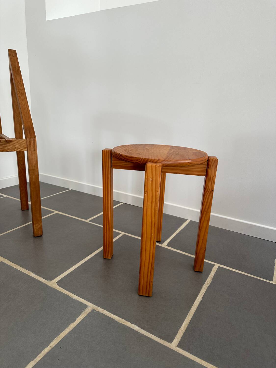 Vintage pine stool