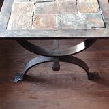 Blacksmith coffee table made of wrought iron and slate.
