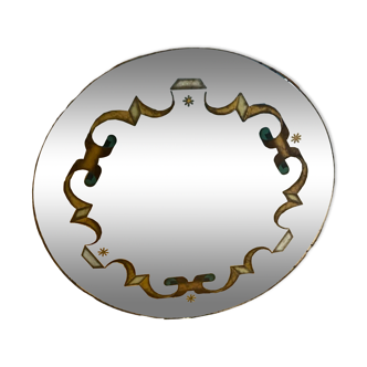 Miroir rond peint et églomisé