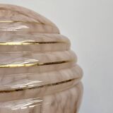 Vintage globe table lamp in pink Clichy glass
