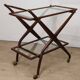 Vintage wooden and glass rolling trolley, 1960