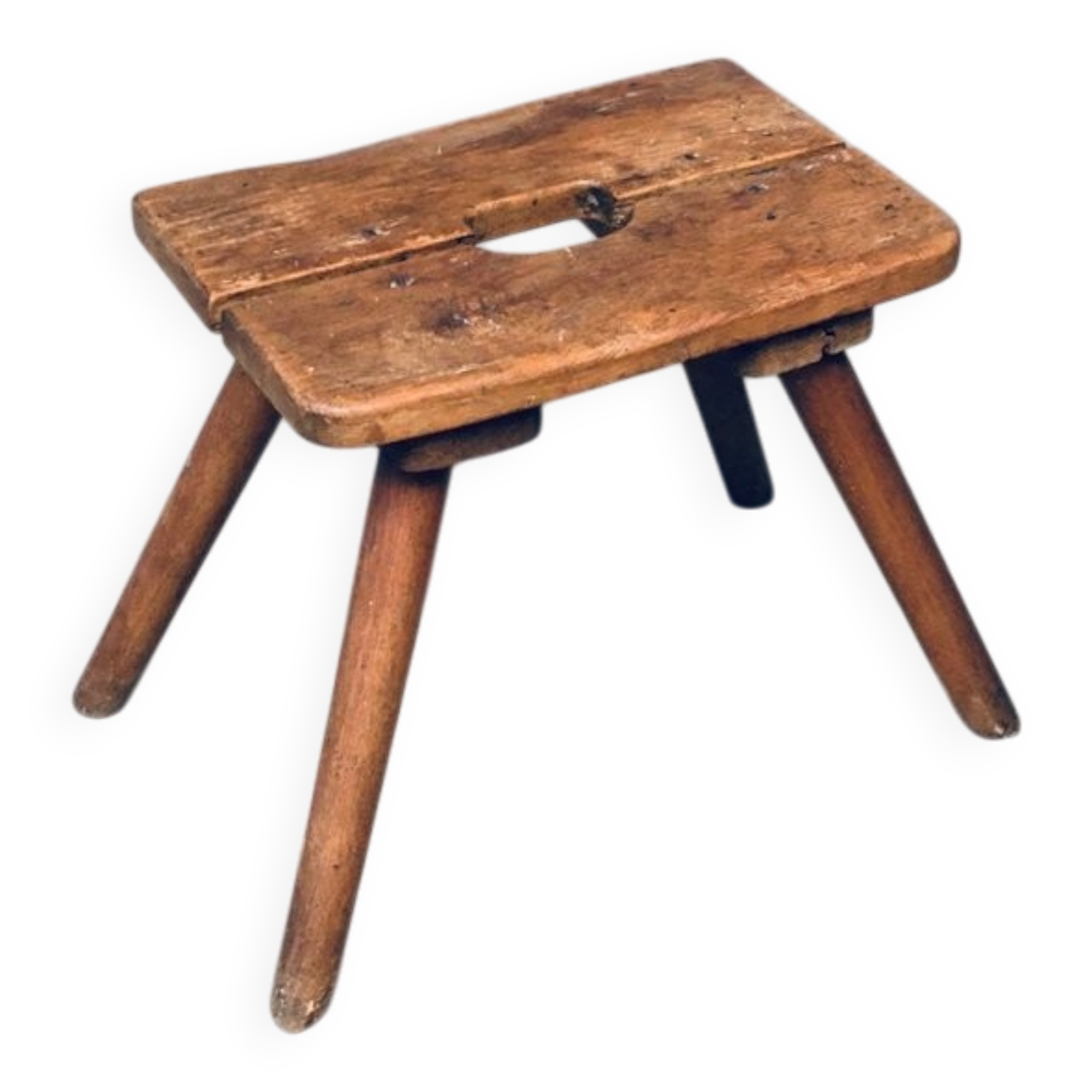 Folk Art Handmade Milk Stool, Late 1800s