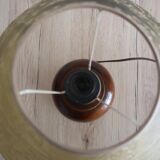 Vintage table lamp in turned wood and fabric lampshade