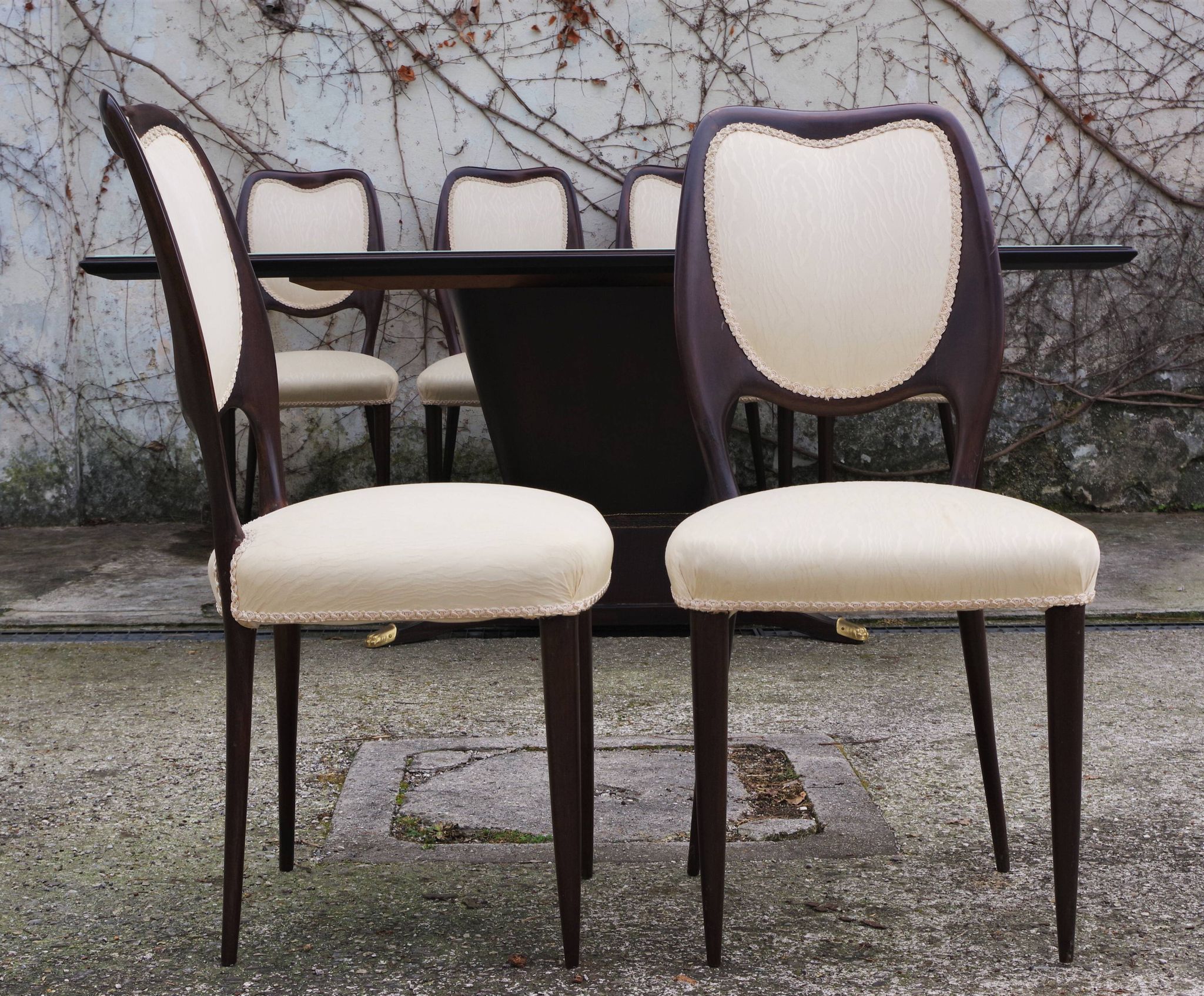 Dining Room Table and Mahogany Chairs by Fratelli Rigamonti, 1950s, Set of 7