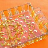 Rectangular-shaped servant dish Yellow tinted glass