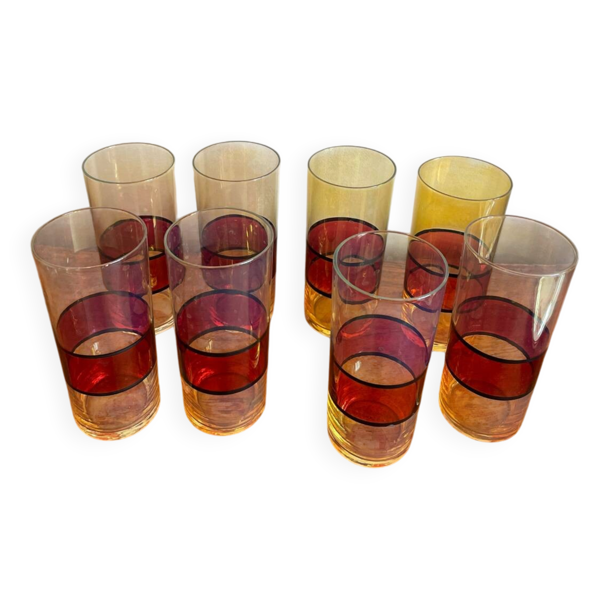 8 large colored glasses