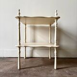 White turned wood side table, end table