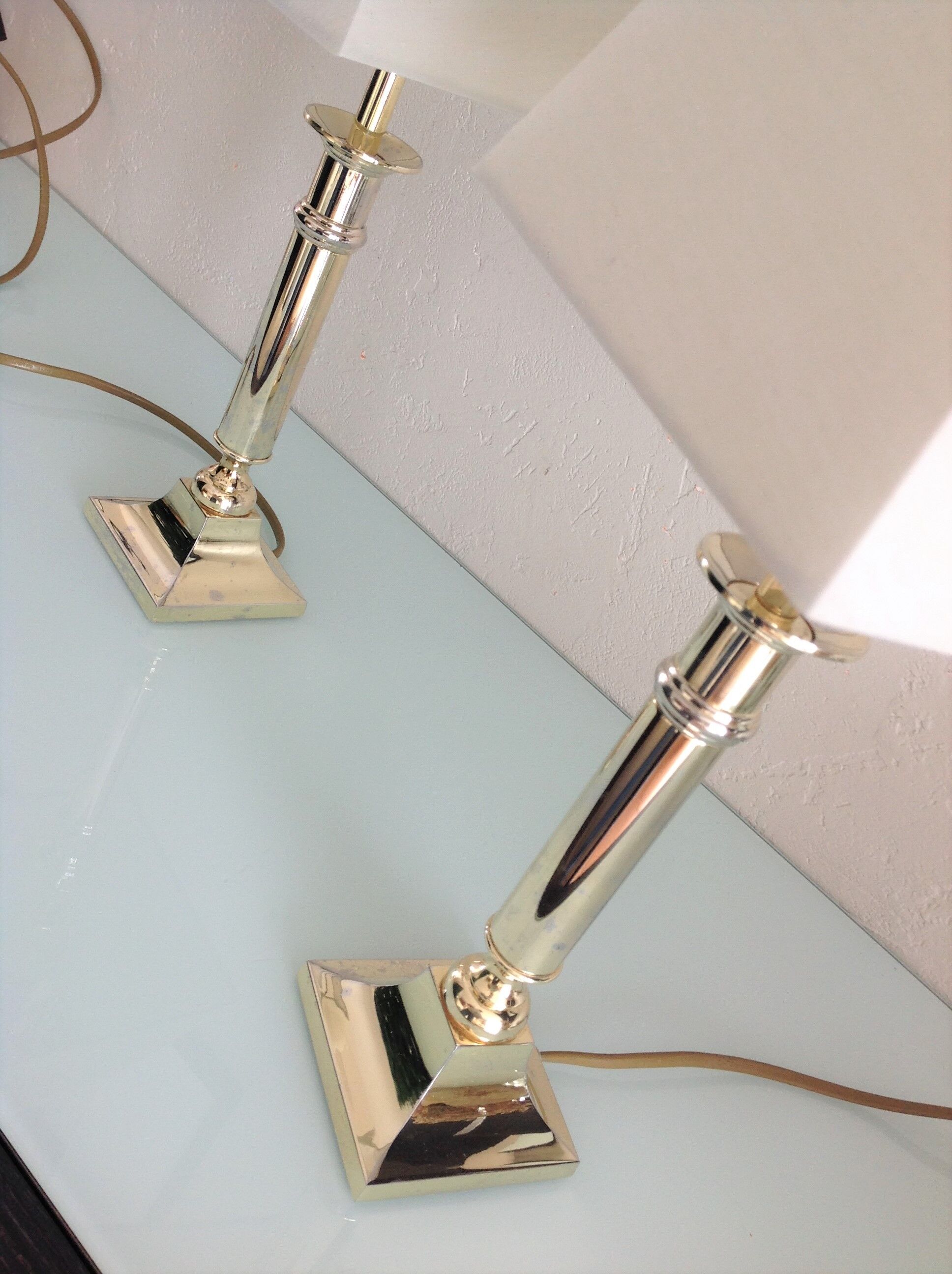 Pair of brass lamps art deco style 60s-70s