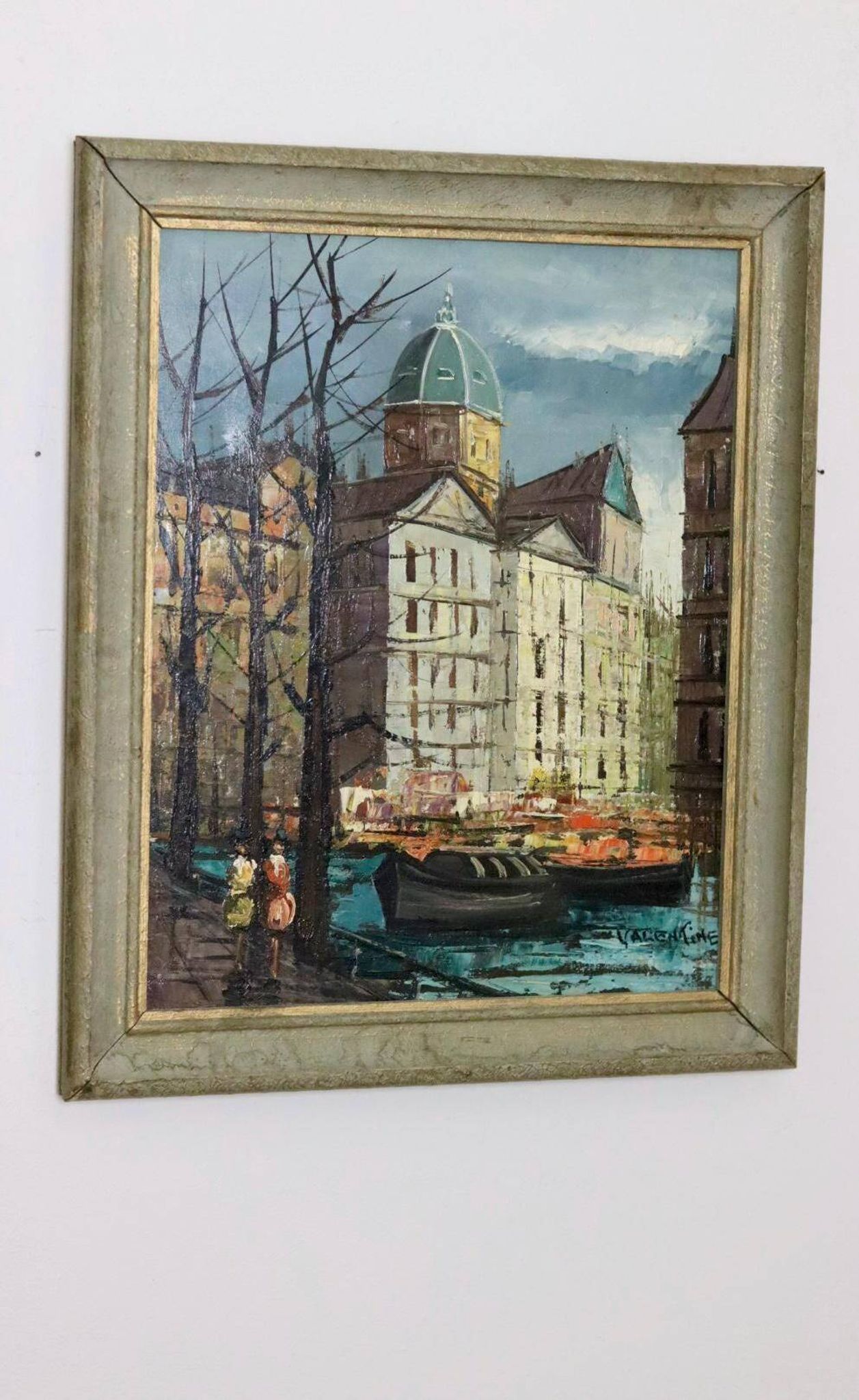 Oil painting on Swedish canvas "City and Canal" by Valentine