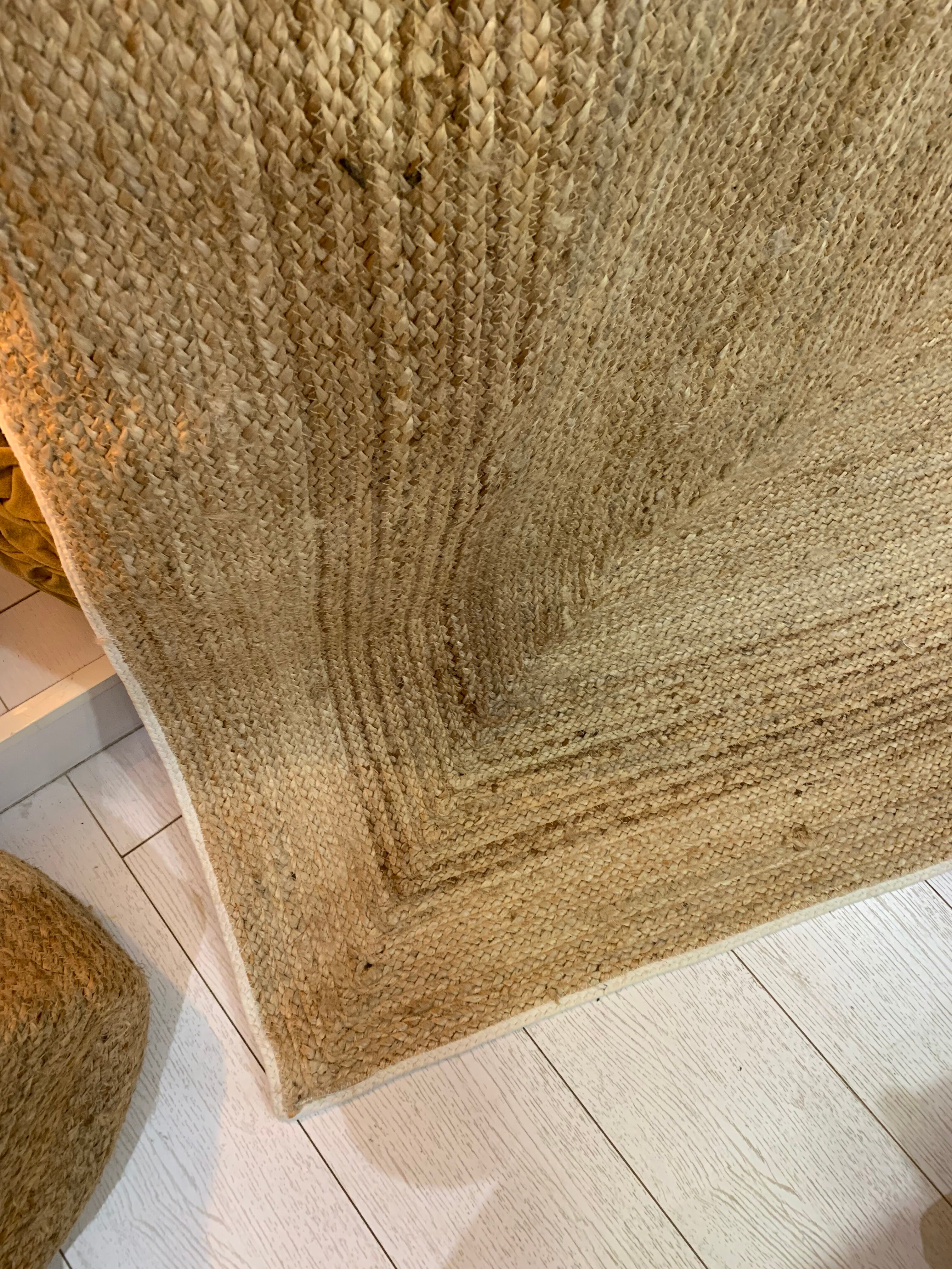 Jute rug 160x230 cm white outline