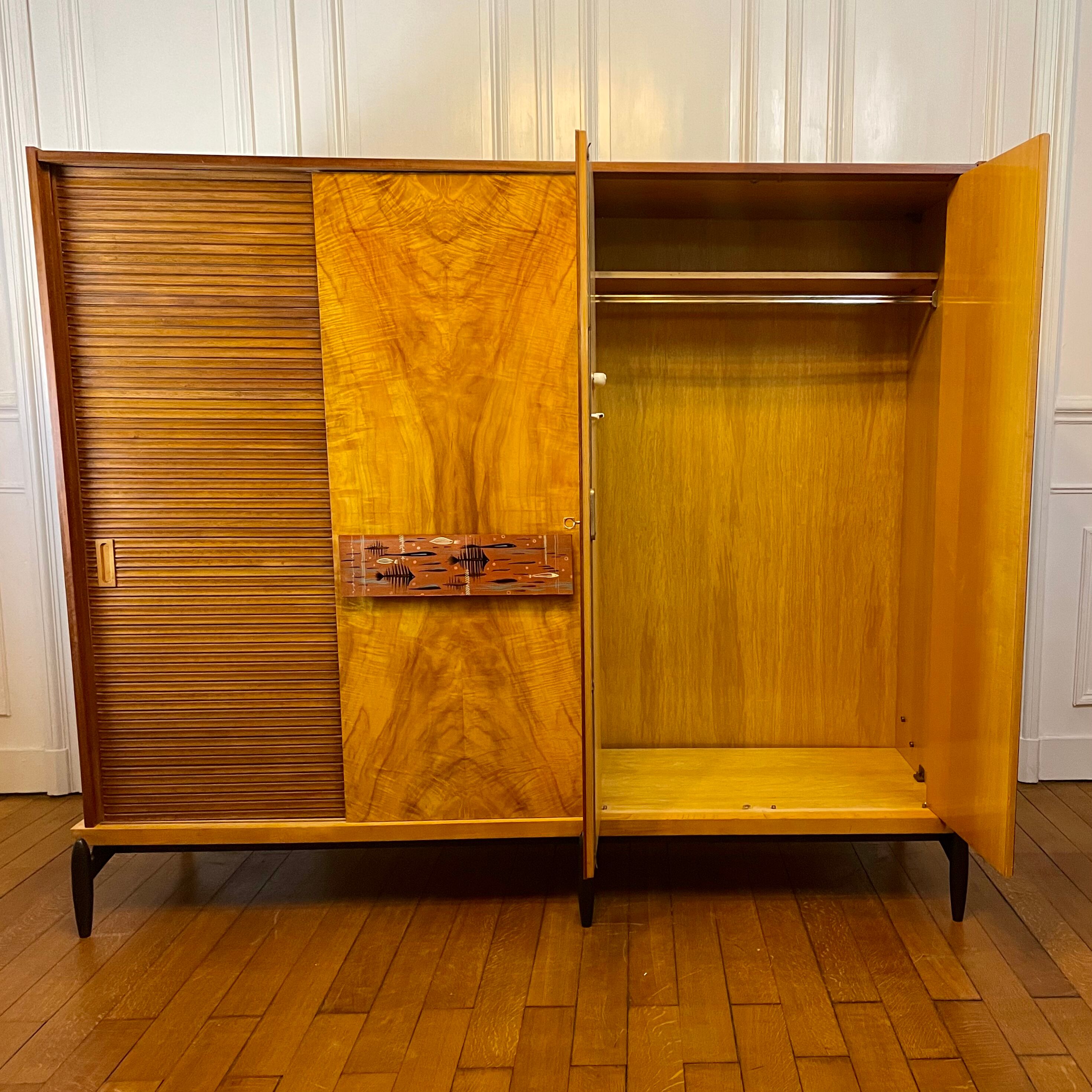 Mid century 4-door wardrobe