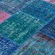 Handmade anatolian vintage 202 cm x 300 cm blue patchwork carpet