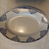 Oval flat faience old Orchies Moulin des Loups decoration PANTIN Blue Iron Earth