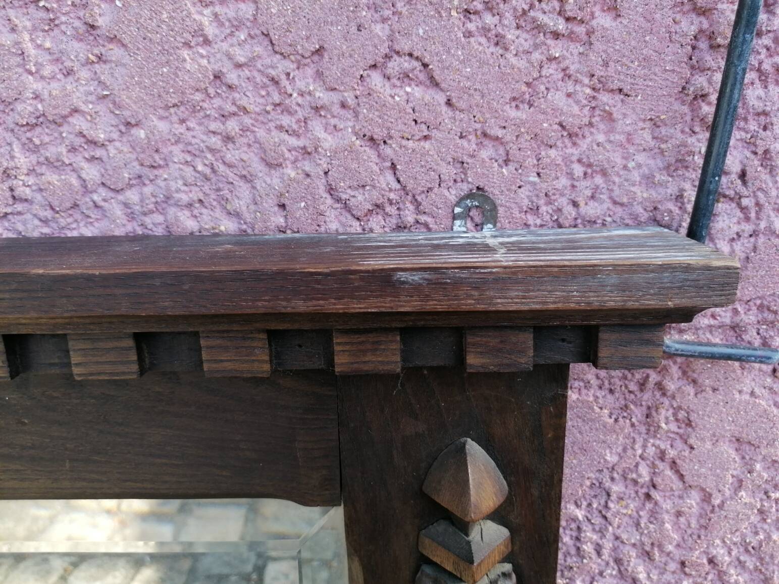 Rustic and Gothic beveled mirror