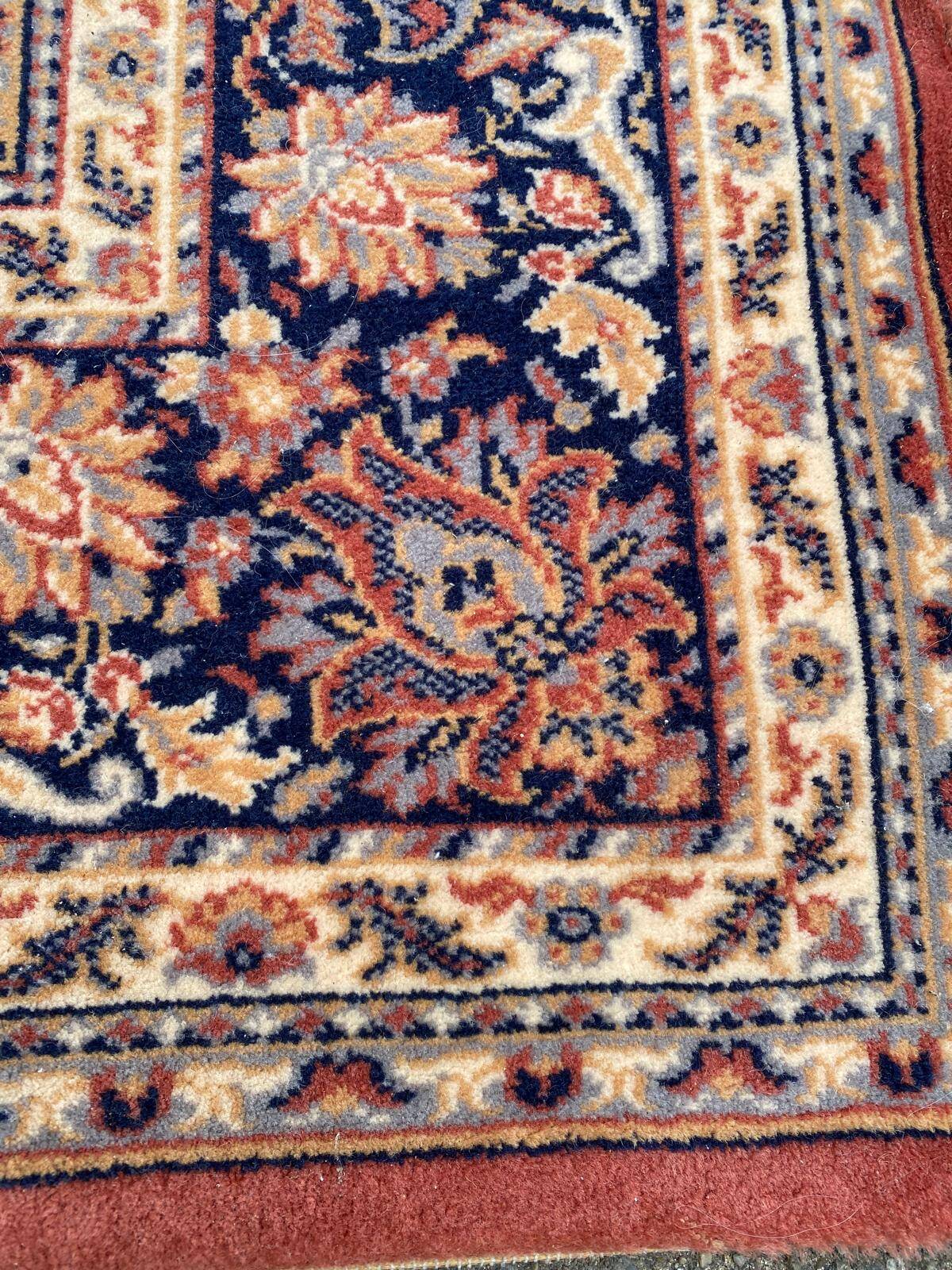 Saint Maclou Persian rug with flowers, wool velvet, burgundy, 240x330