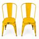 Set of 4 Tolix chairs, 2 yellow, 2 blue. 1960s edition.